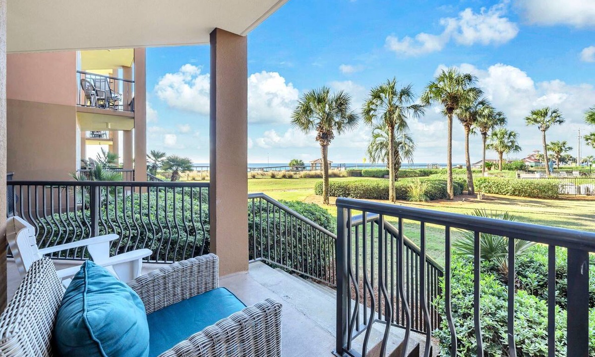 Emerald Waters Village Condo | Gulf Views-Balcony-Sleeps 6-Med213E