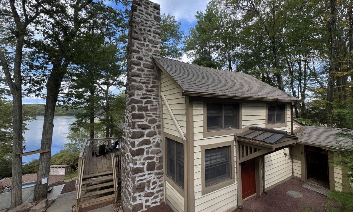 Lake Harmony House | Lakefront Cabin w/Hot Tub, Views & Fireplace