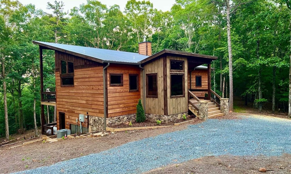 Morganton House | Rugged Trail Oasis: Modern 3BR Cabin w/3 Fireplaces & Mountain Views