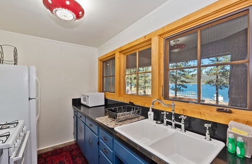 Big Bear Lake Cabin | Happy Lake Cottage by Destination Big Bear : Rare Vintage Lakefront with Serene Lake Views and Rustic Charm!