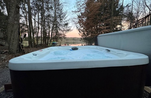 Pocono Lake House | Lakefront Hot Tub Private Dock Kayaks Canoe Fire Pit Dog Friendly