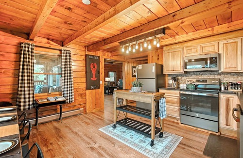Sorrento Cabin | NEW! 3 Acre Log Cabin w/Bay Views, Firepit & Grill Near Acadia