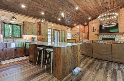Morganton House | Rugged Trail Oasis: Modern 3BR Cabin w/3 Fireplaces & Mountain Views