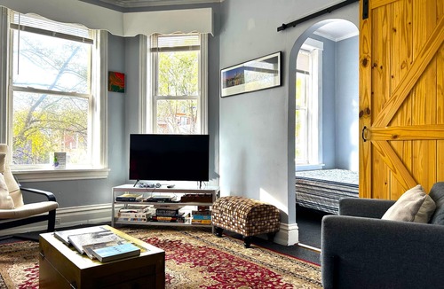 Logan Square House | Walkup Greystone steps to Logan Square restaurants, shopping bars and nightlife.