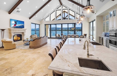 Fawnskin Cabin | Waterfront Dreams: Luxurious Lakefront! Incredible Views! 5 Masters! A/C! Extravagant Outdoor Living! Hot Tub! Pool Table and more!