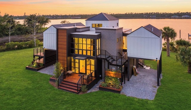 A Luxury Bayfront Retreat with a Resort-Style Pool & Private Dock