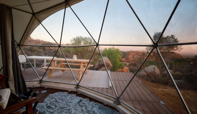 A Quiet Fireside Retreat in a Scenic Glamping Dome