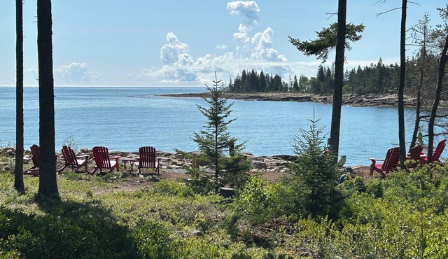 Ocean Front Cottage On Quiet Birch Harbor. Open ocean and bay views