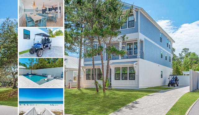 Oceana! New 30A home, 3 min to beach, with Golf Cart